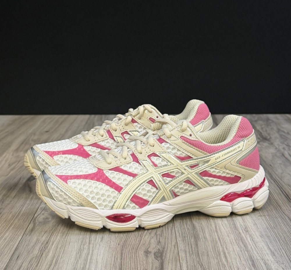 ASICS GEL-Cumulus 16 White Cream Pink Running Shoes Womens 8.5 1203A733-108 NEW
